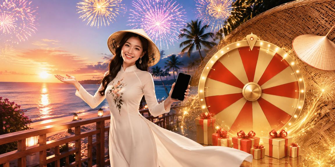 Cảnh chơi Roulette đội nón lá tại Phú Quốc ban đêm