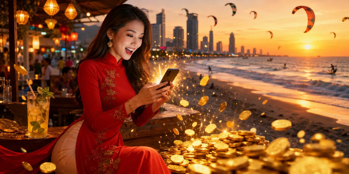 Người phụ nữ mặc áo dài xem kết quả cá cược thể thao tại Sài Gòn
